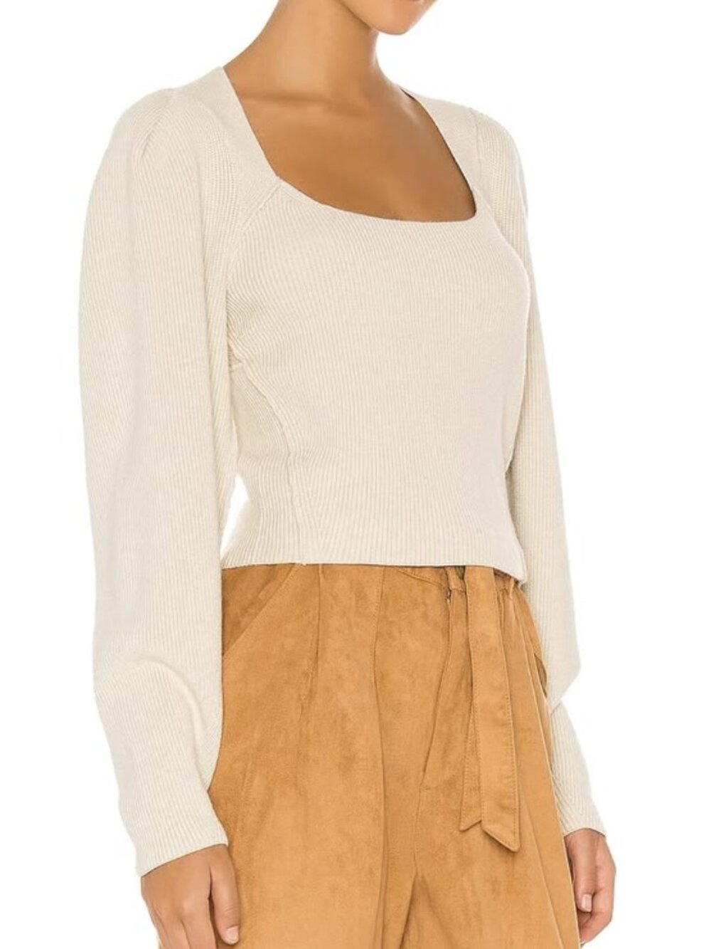 NWT Free People Women's Saffron Sweater Cut Out Oatmeal Beige Tan Size Medium
